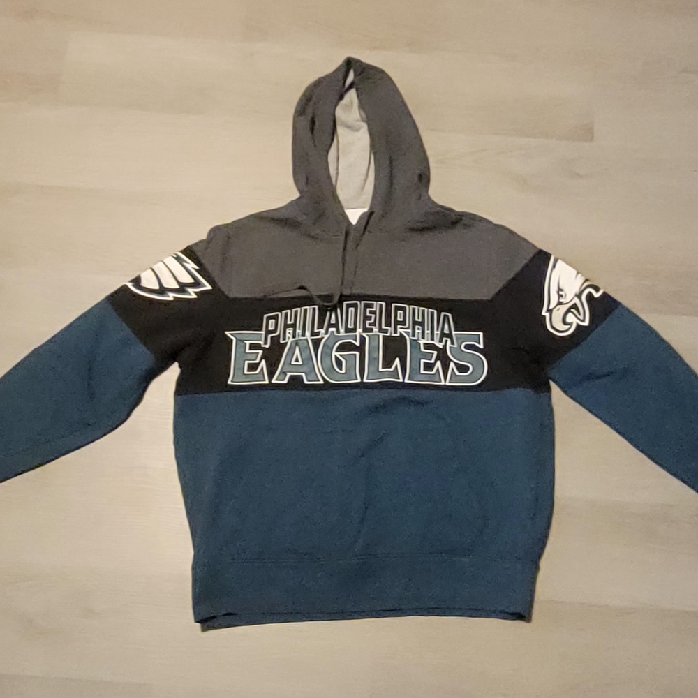 STARTER Philadelphia Eagles Colorblock Hoodie - Gray, Black, Blue